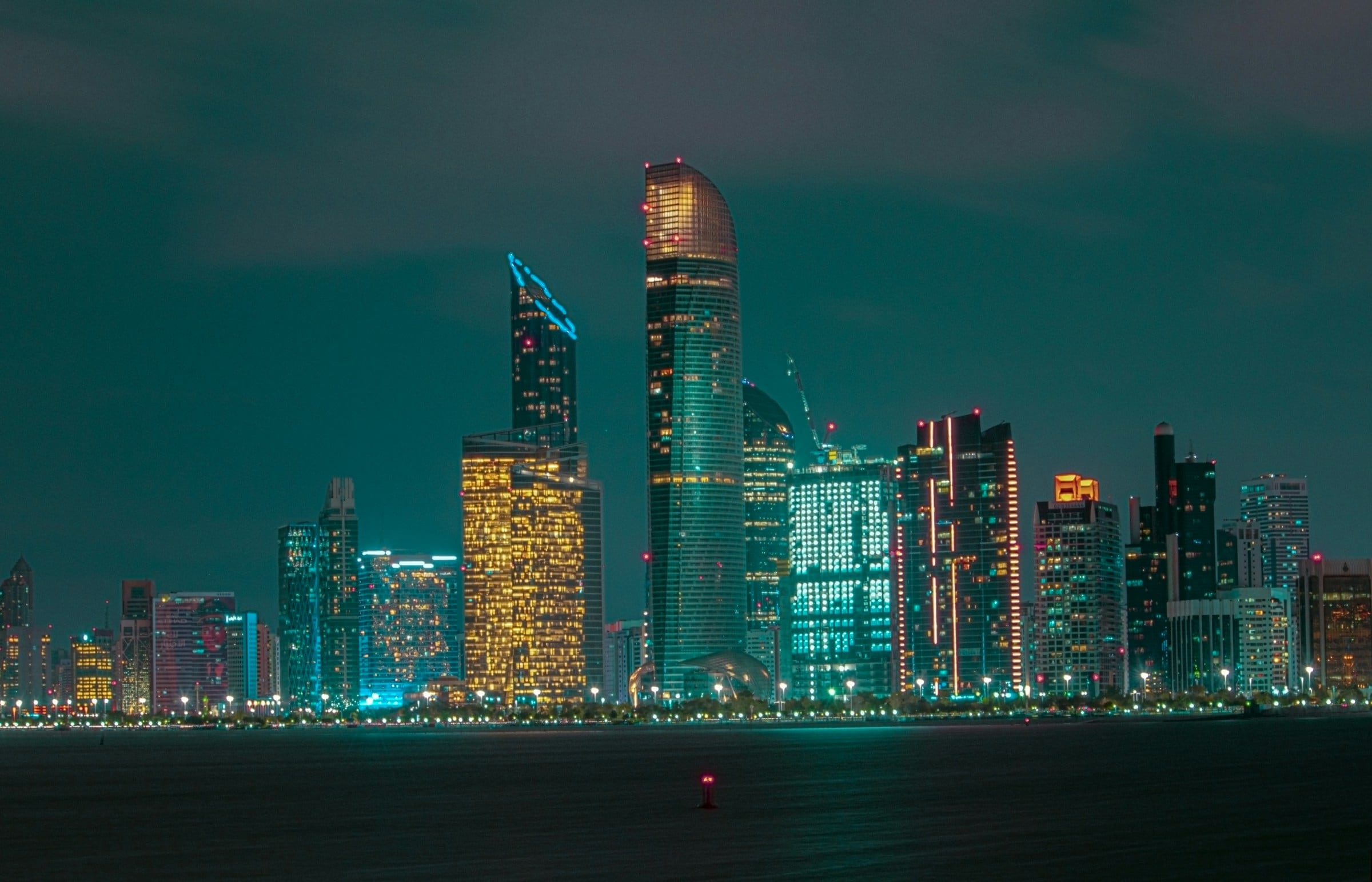 Abu Dhabi towers at night