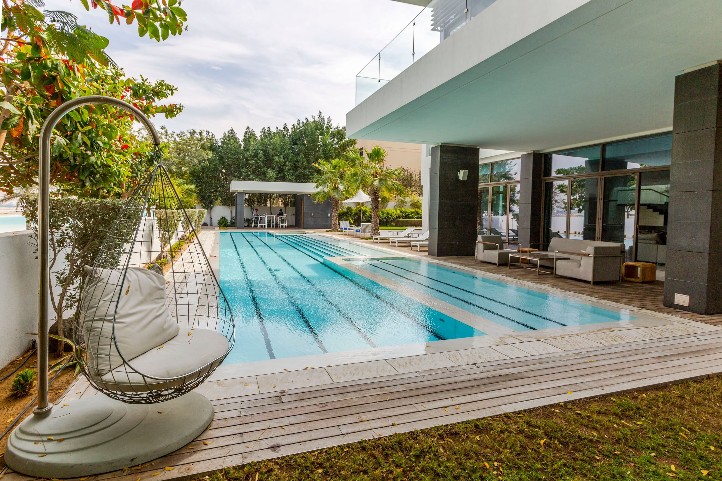 Villa terrace and pool in soft afternoon light